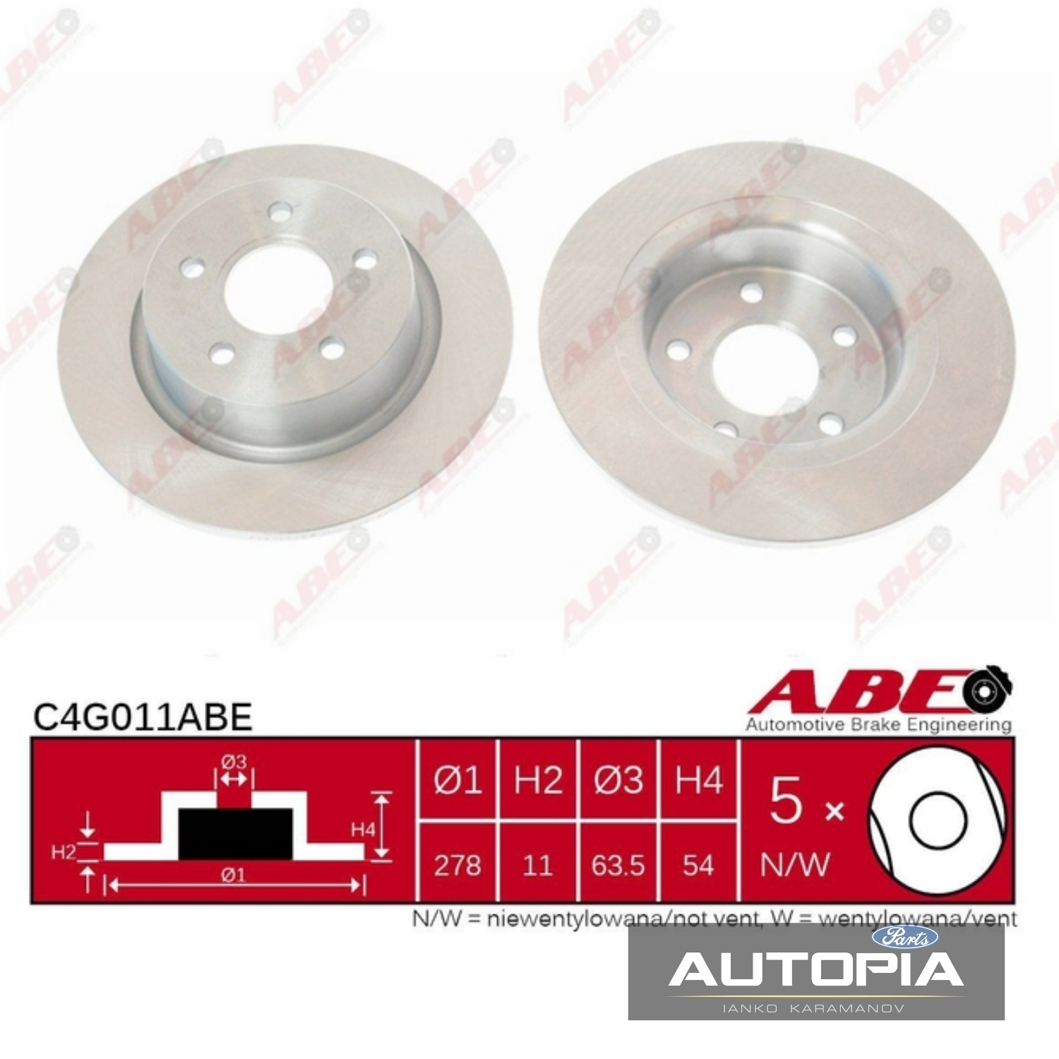 СПИРАЧЕН ДИСК ЗАДЕН Ford Connect 2002-г. OE: C4G011ABE 