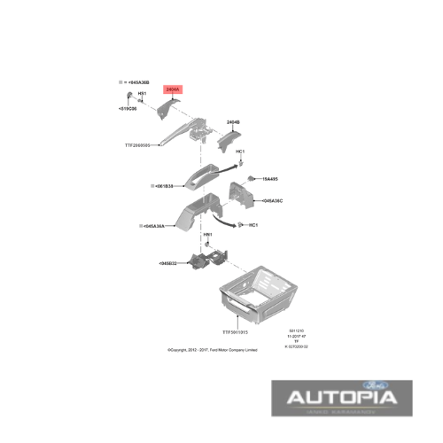 КАПАЧКА ДРЪЖКА РЪЧНА СПИРАЧКА (R) FORD CUSTOM 2012- OE:2245434