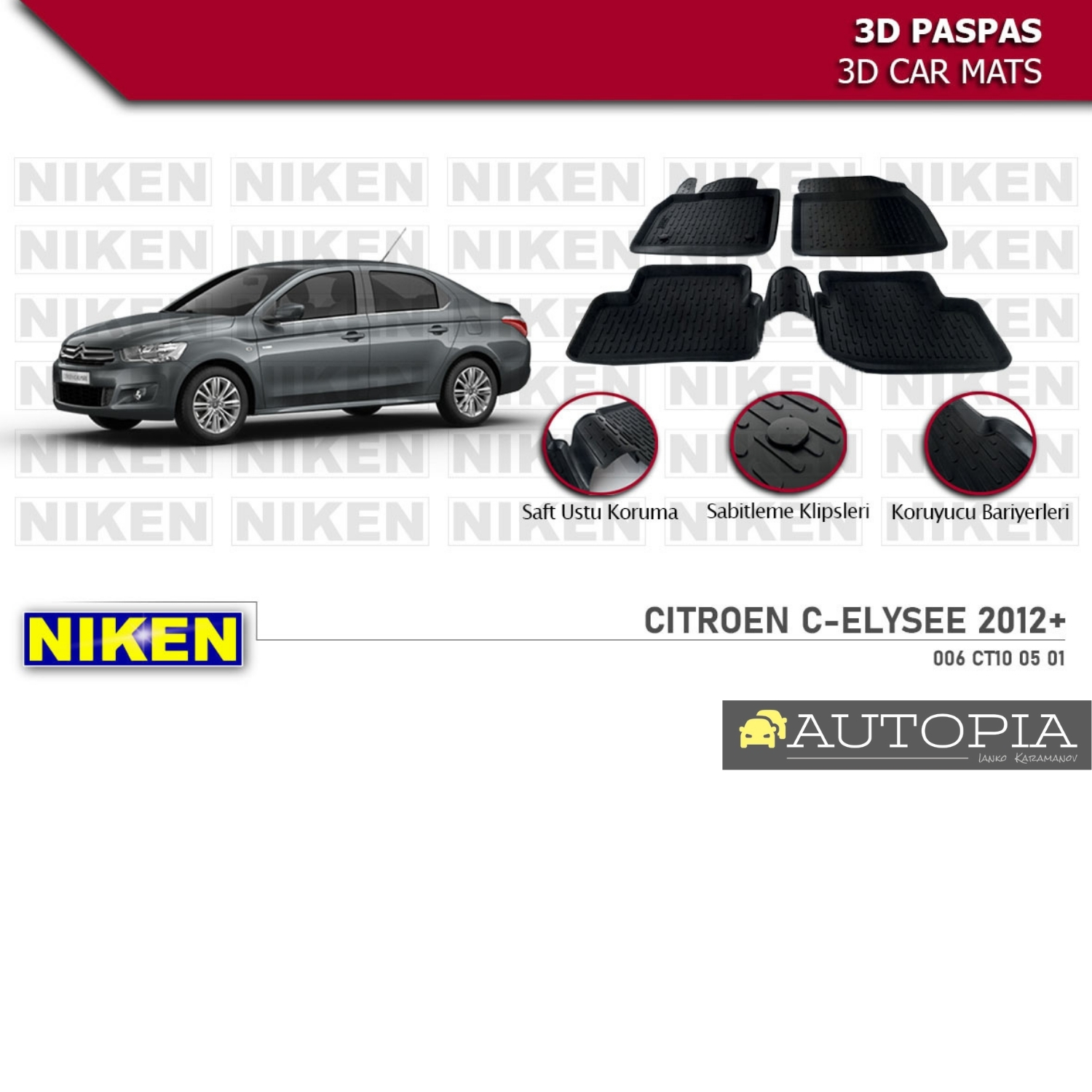 NIKEN 3D СТЕЛКИ КОМПЛЕКТ CITROEN C-ELYSEE след 2012г.