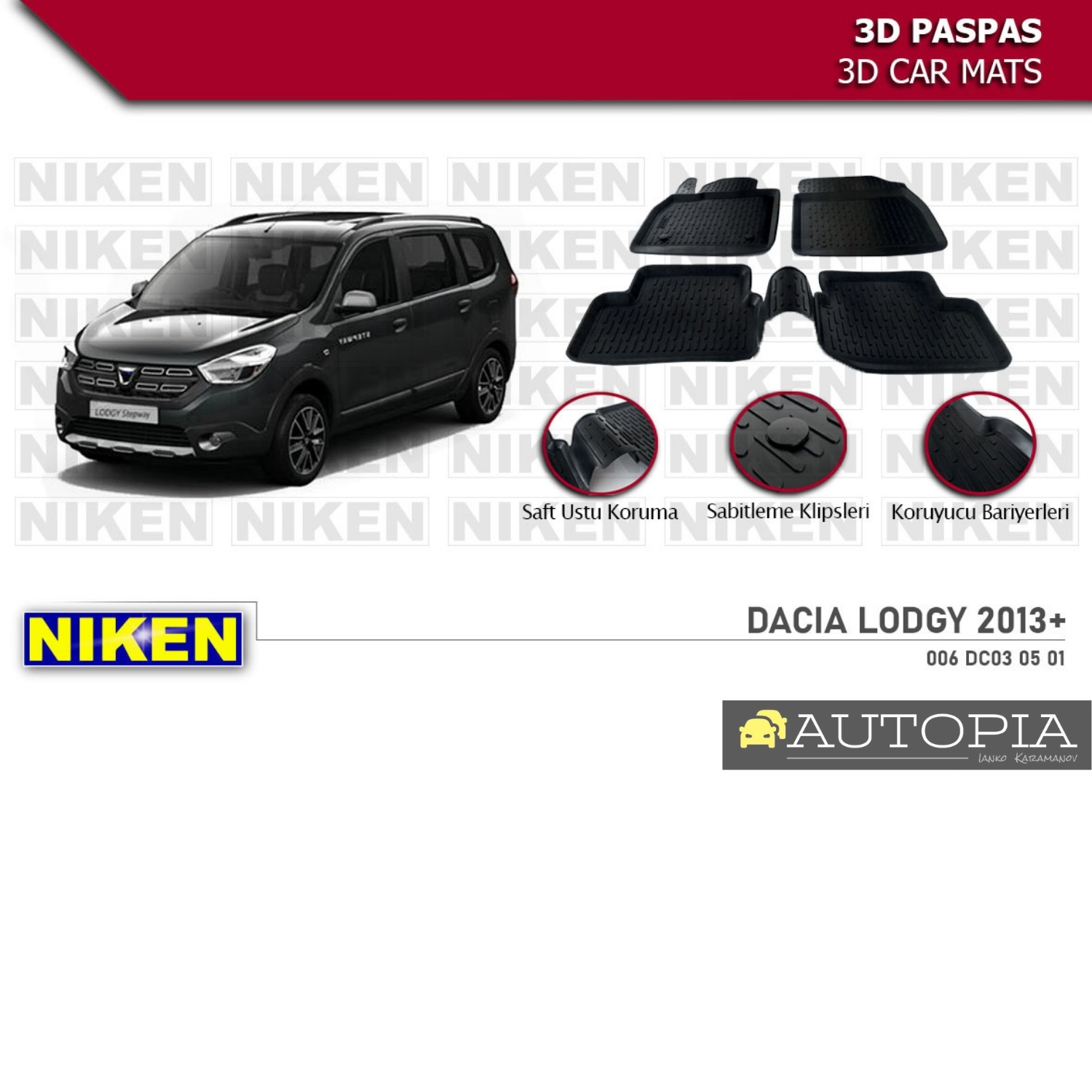 NIKEN 3D СТЕЛКИ КОМПЛЕКТ DACIA LODGY след 2013г.