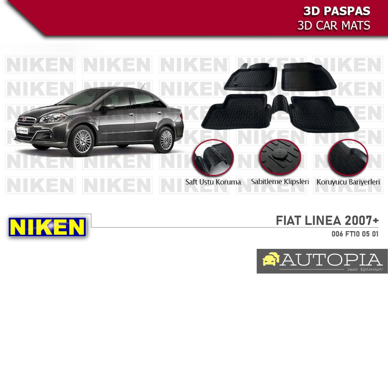 NIKEN 3D СТЕЛКИ КОМПЛЕКТ FIAT LINEA след 2007г.