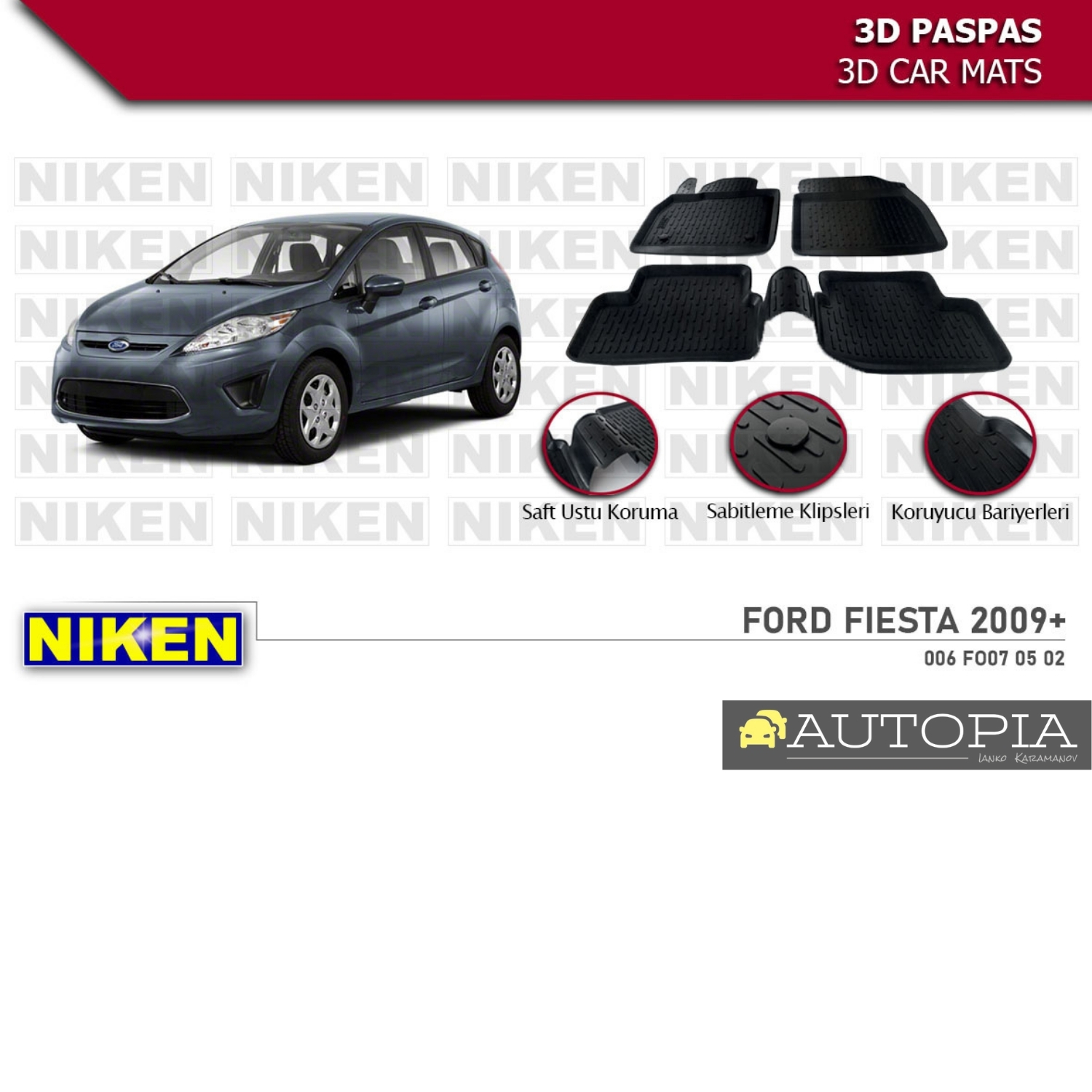 NIKEN 3D СТЕЛКИ КОМПЛЕКТ FORD FIESTA след 2009г.