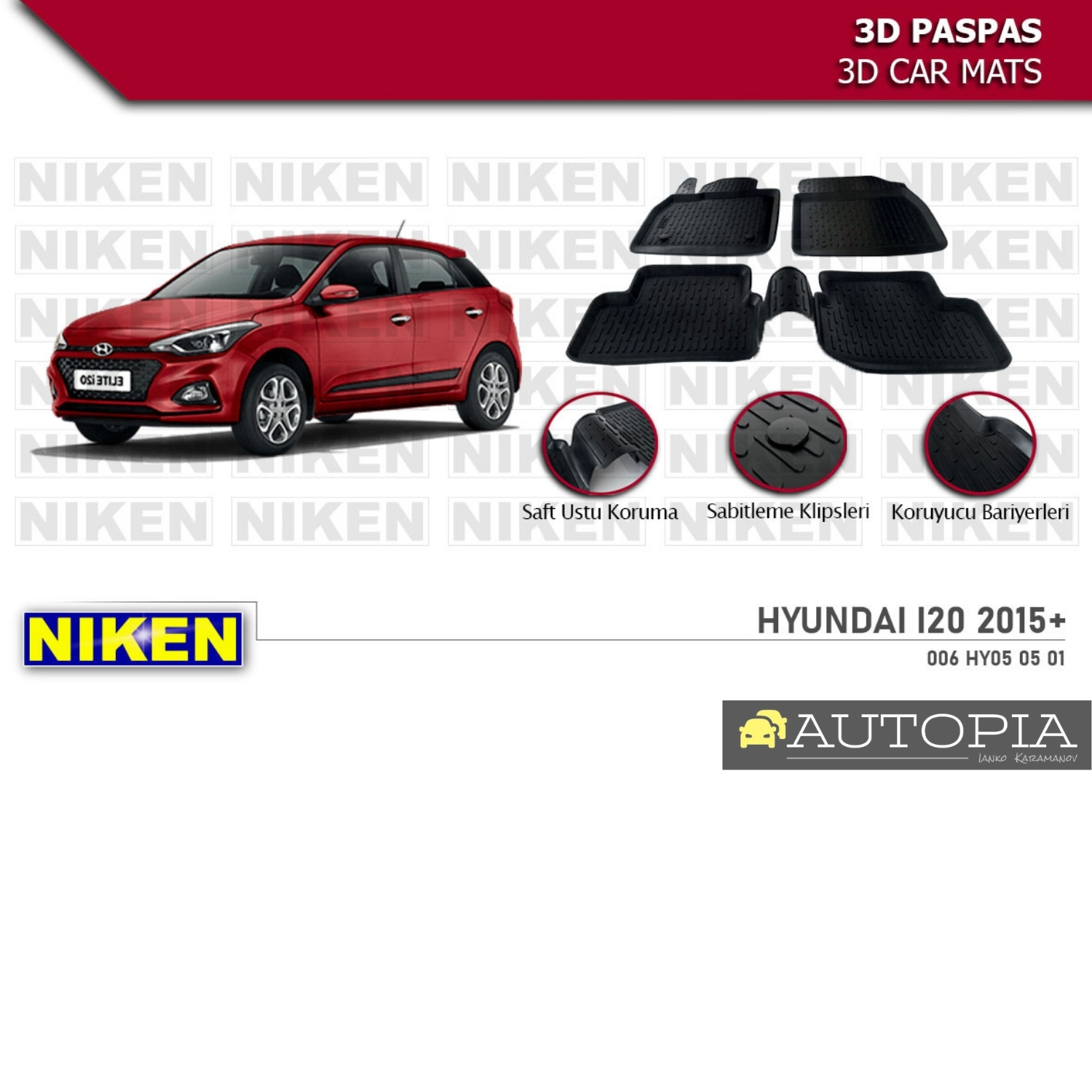 NIKEN 3D СТЕЛКИ КОМПЛЕКТ HYUNDAI I20 след 2015г.